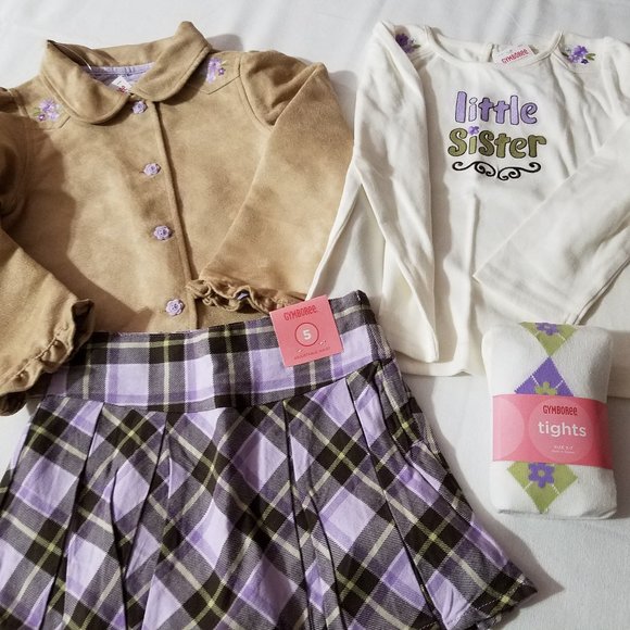 Gymboree NWT Cowgirls At Heart Vintage Size 5/5T Skort TIghts Shirt & Jacket.